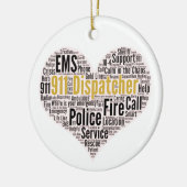 911 Dispatcher Mot Cloud Ornement en céramique (Gauche)