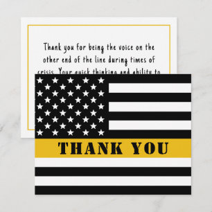 911 Dispatcher Thin Gold Line Flag Appreciation Bedankkaart