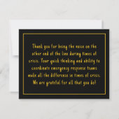 911 Dispatcher Thin Gold Line Flag Appreciation Bedankkaart (Achterkant)