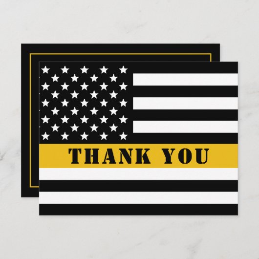 911 Dispatcher Thin Gold Line Flag Appreciation Bedankkaart (Voorkant / Achterkant)