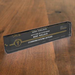 911 Dispatcher Thin Gold Lines Flag Desk Naambordje