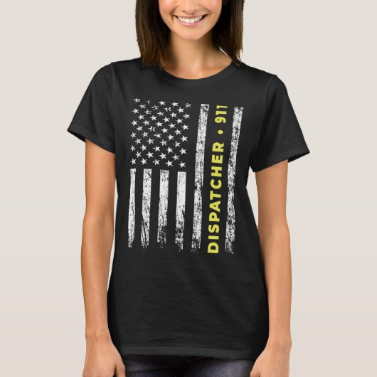 911 Dispatcher Thin Yellow Line Dispatch US Americ T-shirt (Voorkant)
