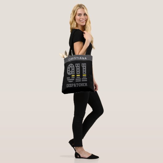 911 Dispatcher USA Flag Thin Yellow Line Emergency Draagtas (Op model)