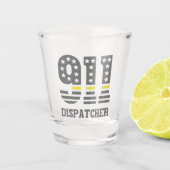 911 Dispatcher USA Flag Thin Yellow Line Emergency Shot Glas (Voorkant)