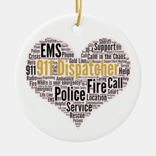 911 Dispatcher Word Cloud Keramisch Ornament (Voorkant)