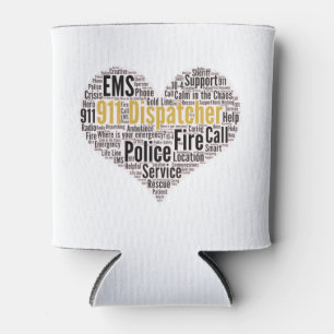 911 Mok van de Dispatcher Word Cloud Coffee Blikjeskoeler