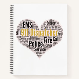 911 Mok van de Dispatcher Word Cloud Coffee Notitieboek