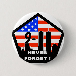 911 nooit vergeten ronde button 5,7 cm