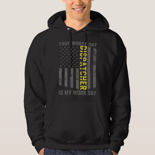 911 Operator US Flag Thin Gold Line Emergency Disp Hoodie (Voorkant)