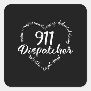 911 Verzender, Responder, Politie, dunne blauwe li Vierkante Sticker