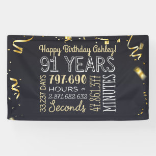 91 jaar - Elegant Black & Gold - 91 september 2006 Spandoek