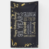 91 jaar - Elegant Black & Gold - 91 september 2006 Spandoek (Verticaal)