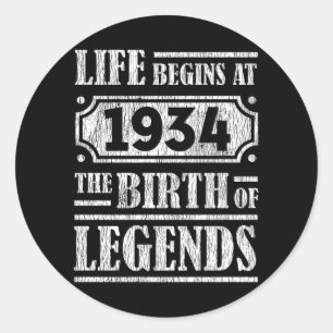 91 jaar oud 1934 Geboorte van de legende 91ste ver Ronde Sticker