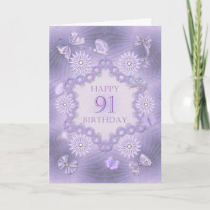 91e anniversaire carte avec fleurs de lavande