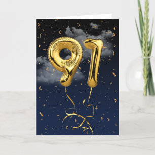 91e Anniversaire Gold Mylar Balloon et carte Confe