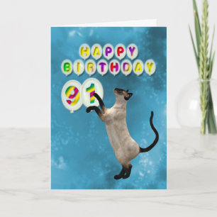 91e Birthday-kaart met siamese katten Kaart