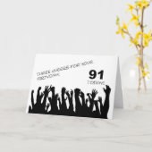 91e carte d'anniversaire avec des foules qui appla (Fleur jaune)