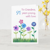 91e carte d'anniversaire pour grand-mère - Fleurs (Fleur jaune)