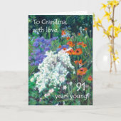 91e carte d'anniversaire pour grand-mère - Jardin (Fleur jaune)