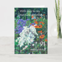 91e carte d'anniversaire pour Grand-Mère - Jardin