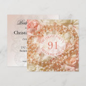 91e invitation de fête d'anniversaire avec perles (Devant / Derrière)
