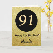 91e Joyeux Anniversaire Carte Parties scintillant (Fleur jaune)