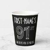 91e verjaardag: Art Deco Style + aangepaste naam Papieren Bekers (Achterkant)