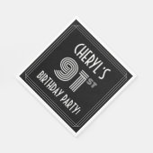 91e verjaardag: Art Deco Style + aangepaste naam Servet (Hoek)