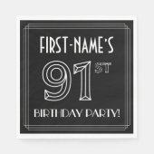 91e verjaardag: Art Deco Style + aangepaste naam Servet (Voorkant)