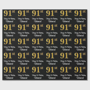 91e verjaardag: Elegante luxe Faux Gold look # Cadeaupapier