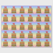 91e verjaardag: Fun Cake and Candles + Custom Name Cadeaupapier (Vlak)