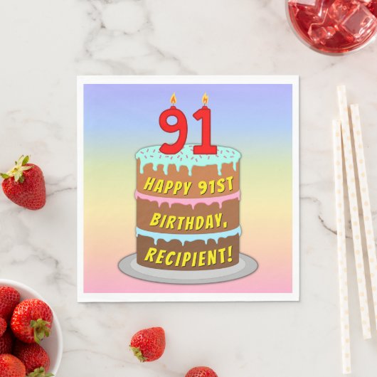 91e verjaardag: Fun Cake and Candles + Custom Name Servet (Insitu)