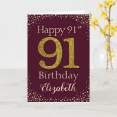 91e verjaardag Golden Glitter Kaart (Gele Bloem)