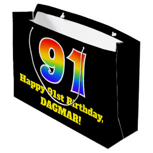 91st Birthday ~ Fun, Colorful, Vibrant, Rainbow 91 Groot Cadeauzakje