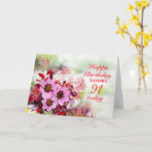91st Birthday roze bloemen voeg een Kaart van de N (Gele Bloem)