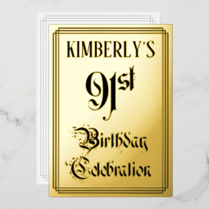 91st verjaardag Partij — Legant Manuscript + de Na Folie Uitnodiging
