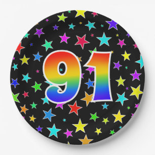 91ste evenement: Vet, Fun, kleurrijke regenboog 91 Papieren Bordje