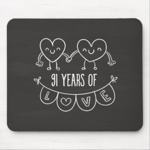 91ste Jubileum Gift Chalk Hearts Muismat