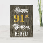 91ste verjaardag: Faux Gold Kijk + Faux Wood Patte Kaart (Voorkant)