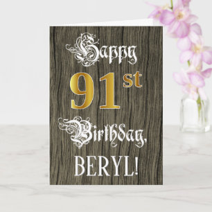 91ste verjaardag: Faux Gold Kijk + Faux Wood Patte Kaart