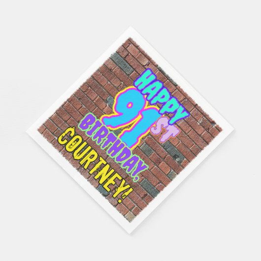 91ste verjaardag ~ Fun, geïnspireerde Urban Graffi Servet (Hoek)