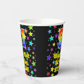 91ste verjaardag: Fun Stars Pattern en Rainbow 91 Papieren Bekers (Links)