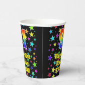 91ste verjaardag: Fun Stars Pattern en Rainbow 91 Papieren Bekers (Rechts)