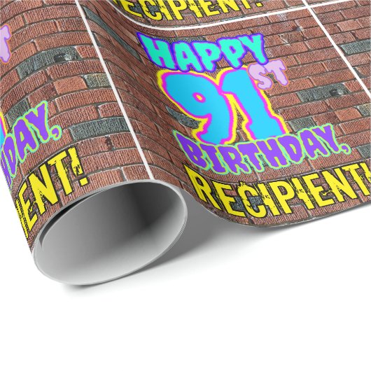 91ste verjaardag: Fun, Urban Graffiti geïnspireerd Cadeaupapier (Rol Hoek)