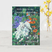 91ste verjaardag Kaart grootmoeder - tuin (Gele Bloem)