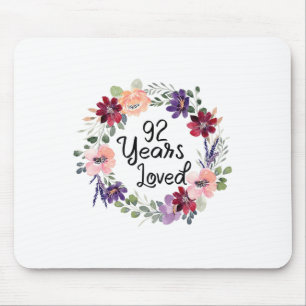 92 Jaar Geliefde Bloemen 92ste Verjaardag Vrouwen Muismat