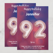 92-jarige Happy Birthday-kaart (Voorkant / Achterkant)