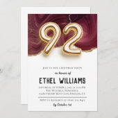 92e anniversaire de fête Invitation (Devant / Derrière)