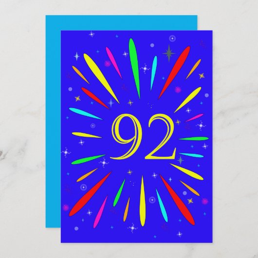 92e anniversaire de fête Invitation Explosion (Devant / Derrière)