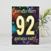 92e anniversaire de fête Invitation feux d'artific (Debout devant)